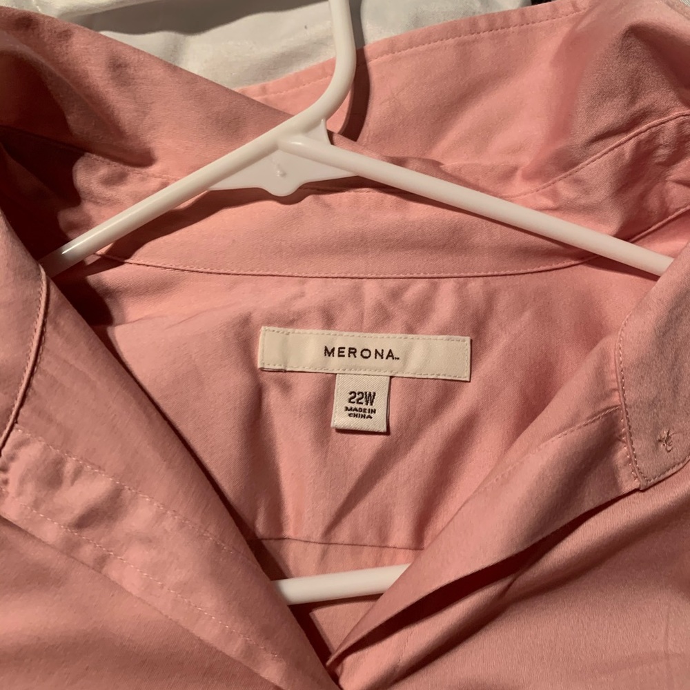 Plus size pink collared button down - Picture 2 of 6